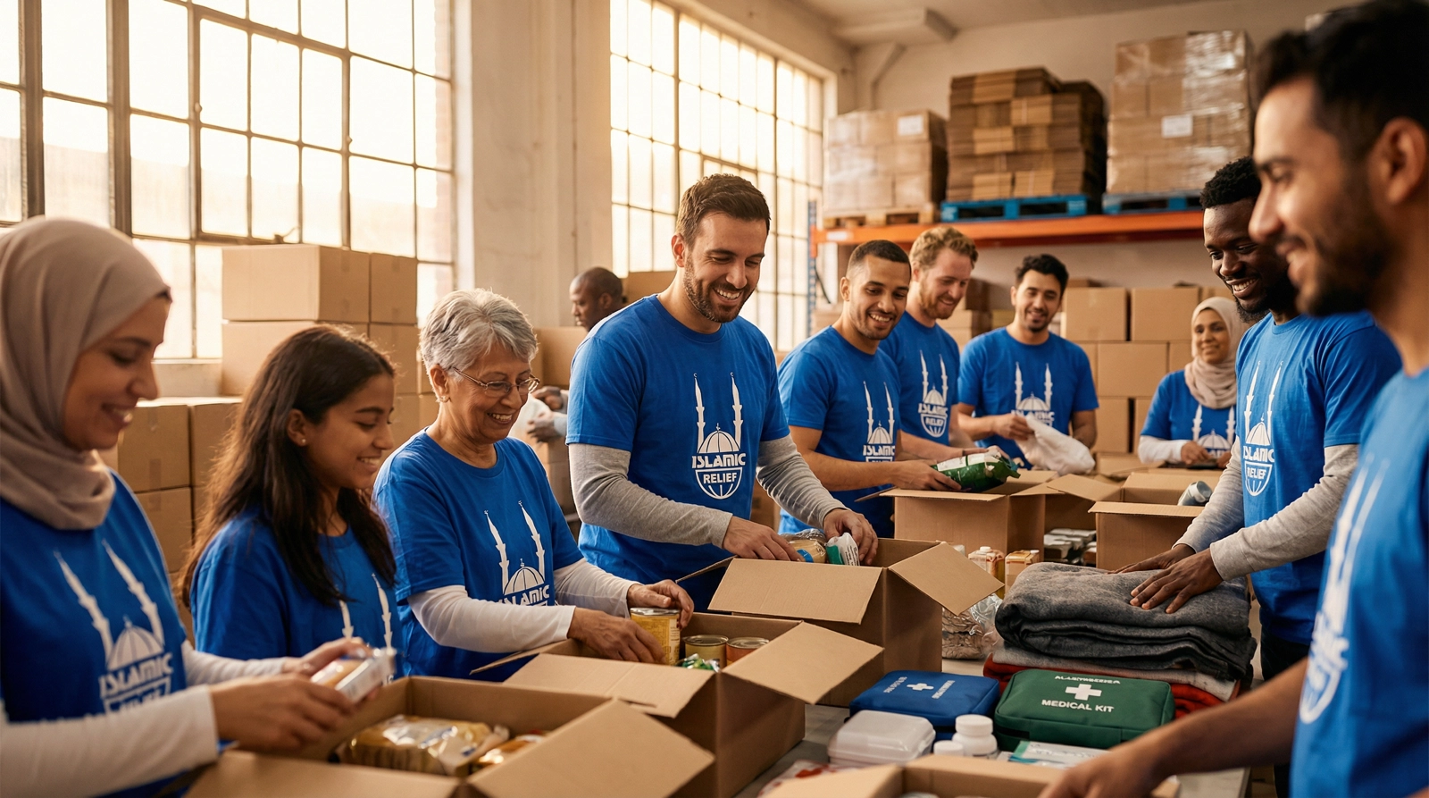 Volunteers working together